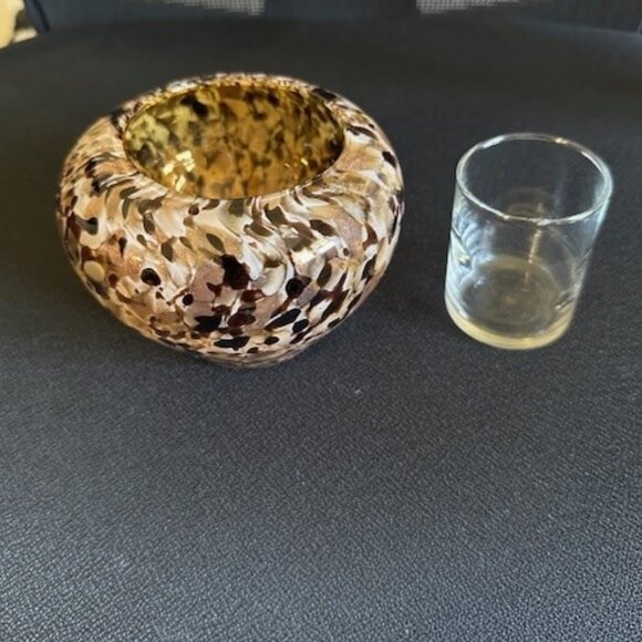 Art Glass Murano style vase/bowl/votive holder, Tortoise Leopard Motif - Picture 4 of 8